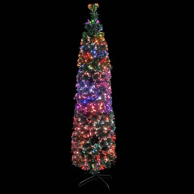vidaXL Dirbtinė siaura Kalėdų eglutė su stovu, 150cm, optinis pluoštas