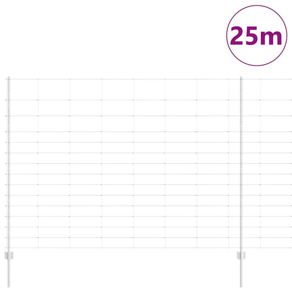 vidaXL Tvora su stulpais Sidabro 1,6 x 25 m Plienas