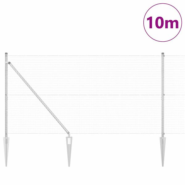vidaXL Tvorelės stulpas Sidabro 10 x 0,8 m (25 x 25 mm tinklas)