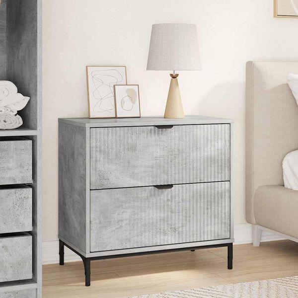 vidaXL Naktinis staliukas su stalčių Betono pilka 63.5 x 36 x 61 cm