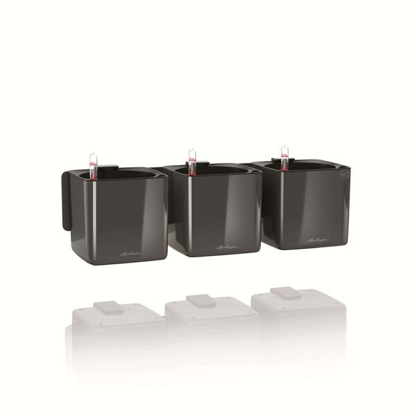 LECHUZA Vazonai Green Wall Home Kit, 3vnt., antracito spalvos, blizgūs