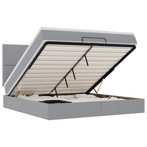 vidaXL Osmanų lovos rėmas su čiužiniu, pilkas, 160x200 cm, audinys