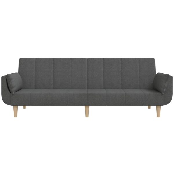 vidaXL Dvivietė sofa-lova su dvejomis pagalvėmis, pilka, audinys