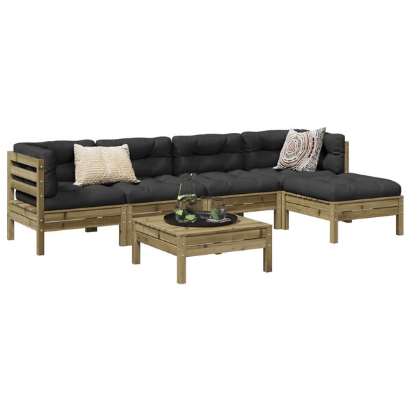 vidaXL Sodo sofos komplektas su pagalvėlėmis, 6 dalių, pu&scaron;is