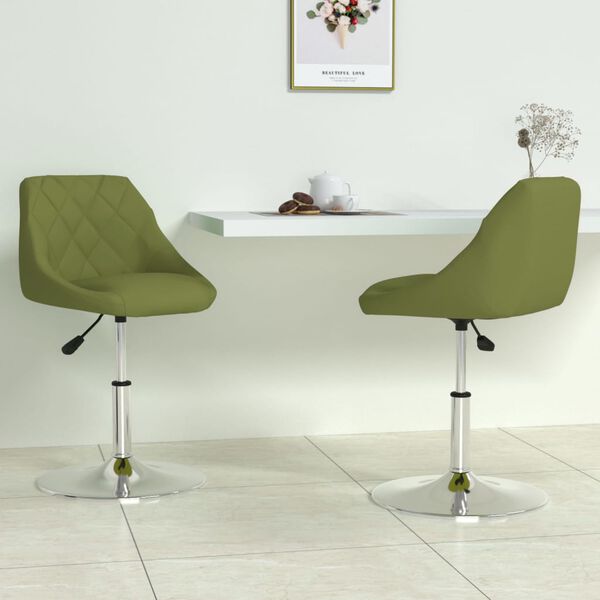 vidaXL Pasukamos valgomojo kėdės, 2vnt., &scaron;viesiai žalios, aksomas