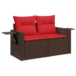vidaXL Sodo sofa su pagalvėlėmis, dvivietė, ruda, polirotangas