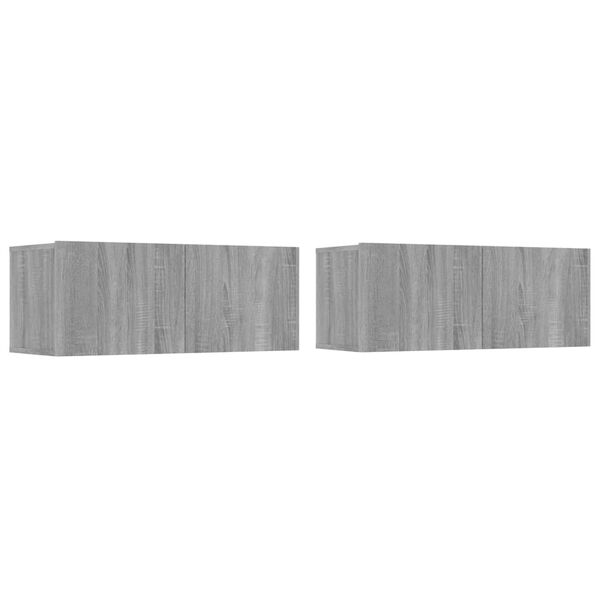 vidaXL TV spintelių komplektas, 4 dalių, pilkas ąžuolo, mediena