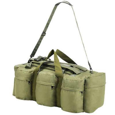 vidaXL 3-1 Militaristinio stiliaus daiktų krepšys, žalias, 90l