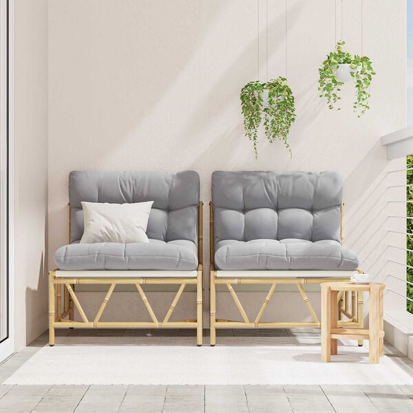 vidaXL Sodo Kėdė 2 pcs Šviesiai pilka 75 x 75 x 71 cm Plienas