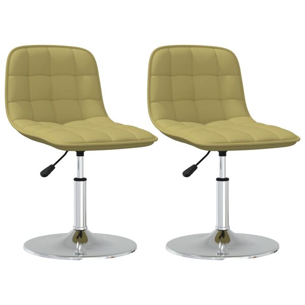 vidaXL Pasukamos valgomojo kėdės, 2vnt., žalios spalvos, audinys