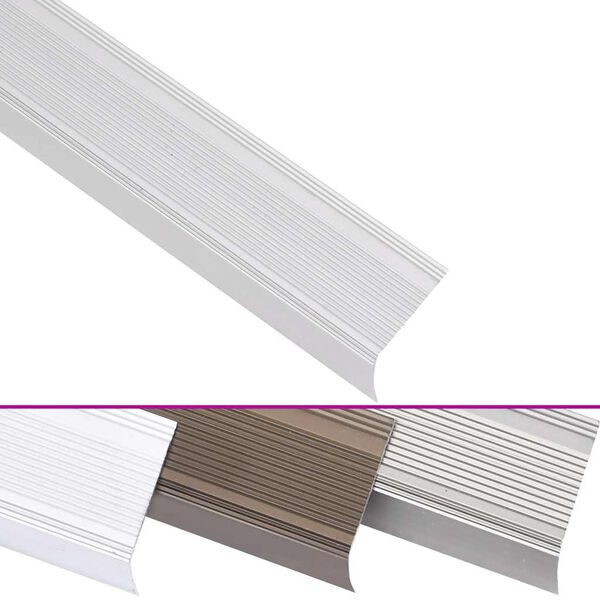 vidaXL Profiliai laiptams, 5vnt., sidabro, 100 cm, aliuminis, L formos