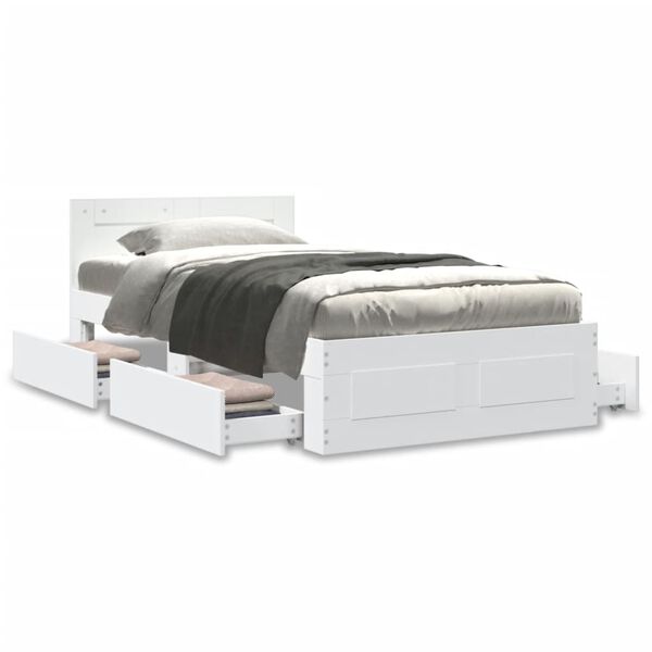 vidaXL Lovos rėmas su galvūgaliu be čiužinio, baltas, 100x200cm