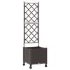 vidaXL Sodo vazonas su treliu ir ratais Ruda 40 x 40 x 149 cm PP