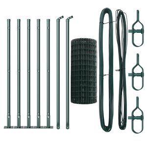 vidaXL Tvora su stulpais Žalia 0,4 x 10 m Plienas ir PVC