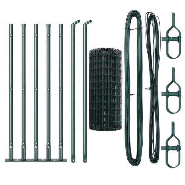 vidaXL Tvora su stulpais Žalia 0,4 x 10 m Plienas ir PVC