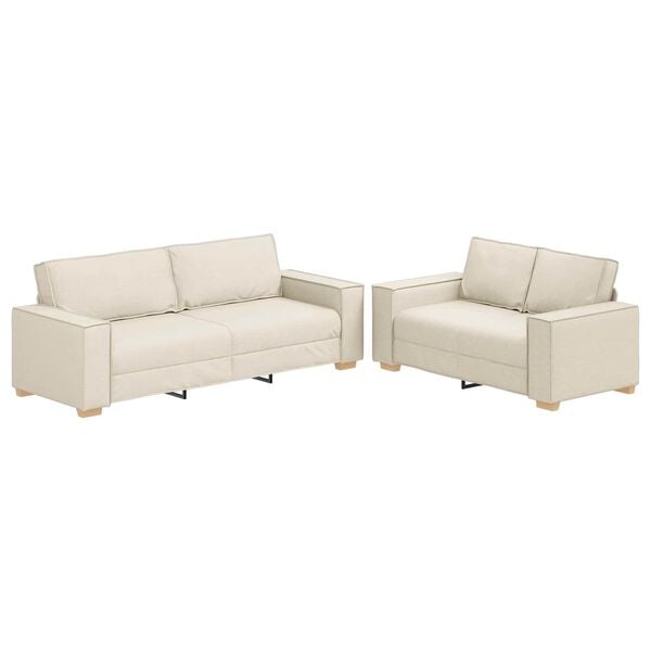 vidaXL Sofa 2 pcs Smėlio 220 x 80 x 84 cm Lino mi&scaron;inio audinys