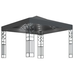 vidaXL Pavėsinė su lemputėmis LED, antracito, 3x3 m