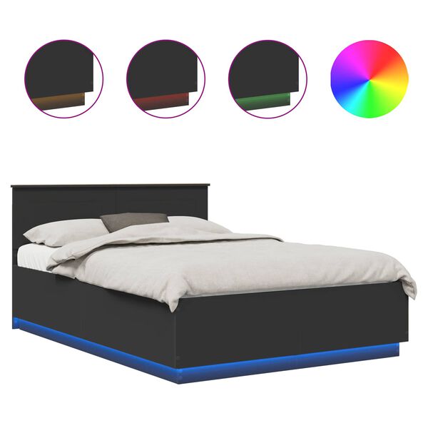 vidaXL Lovos rėmas su galvūgalio Juoda 150 x 200 cm Apdirbta mediena