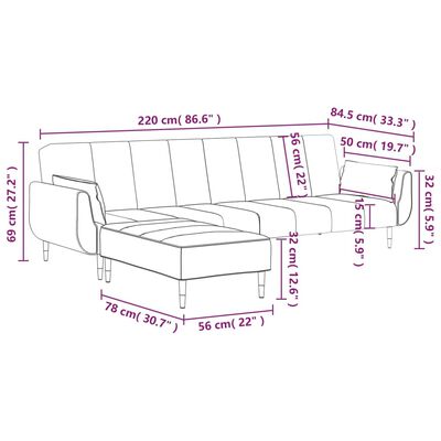 vidaXL Dvivietė sofa-lova su pakoja ir pagalvėmis, žalia, aksomas