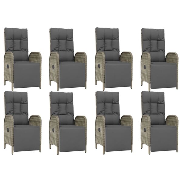 vidaXL Sodo komplektas su pagalvėlėmis, 9 dalių, pilkas, poliratanas