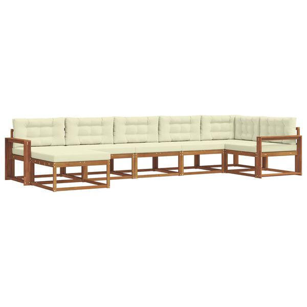 vidaXL Lauko sofos komplektas su pagalve 7 pcs Natūralus ir grietinėlė