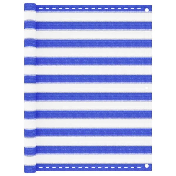 vidaXL Balkono pertvara, mėlynos ir baltos spalvos, 120x500cm, HDPE