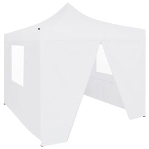 vidaXL Sulankstoma palapinė su 4 sienomis, balta, 3x3m, plienas