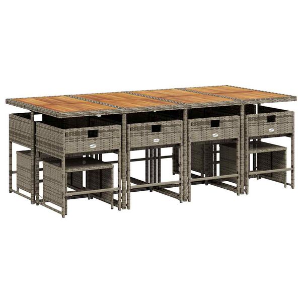 vidaXL Sodo komplektas su pagalvėlėmis, 13 dalių, pilkas, poliratanas