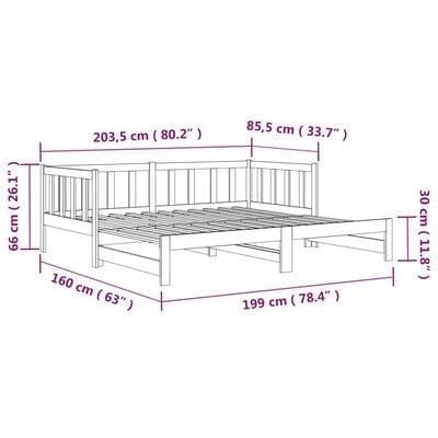 vidaXL Ištraukiama lova, medaus ruda, 2x(90x190)cm, pušies masyvas