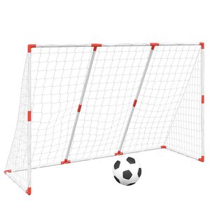 vidaXL Futbolo vartai su kamuoliais, 2-1, balti, 184x64x124cm, metalas