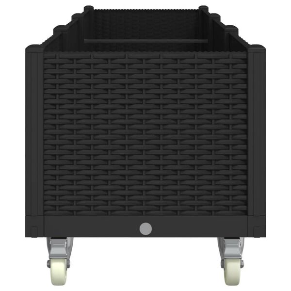 vidaXL Sodo lovelis su ratukais, juodos spalvos, 240x50x54cm, PP