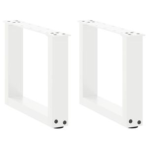 vidaXL Kavos staliuko kojelės, 2 vnt., baltos, 40x(30-31) cm, plienas, U formos