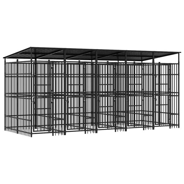 vidaXL Lauko voljeras &scaron;unims su stogu, plienas, 9,22m&sup2;