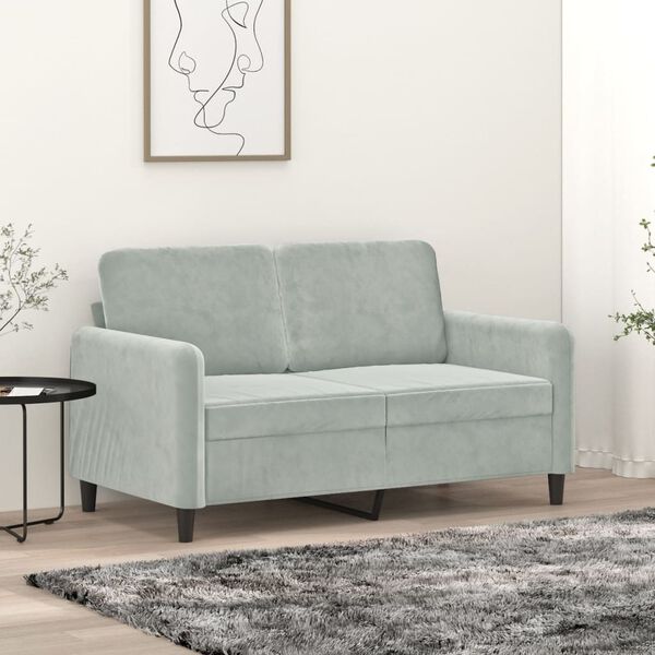 vidaXL Dvivietė sofa, &scaron;viesiai pilkos spalvos, 120cm, aksomas