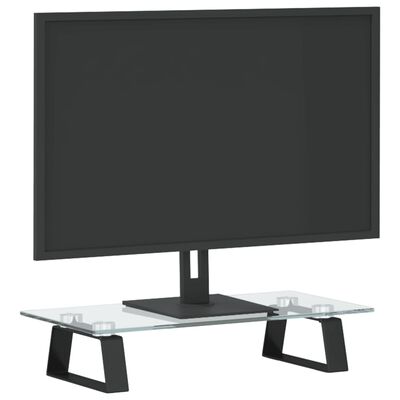 vidaXL Monitoriaus stovas, juodas, 40x20x8cm, stiklas ir metalas