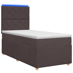 vidaXL Spyruoklinė lova su čiužiniu Tamsiai rudas 90 x 190 cm Audinys