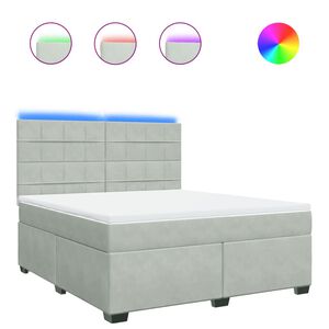 vidaXL Lova su spyruoklėmis ir čiužiniu, pilka, 180x200 cm, aksomas