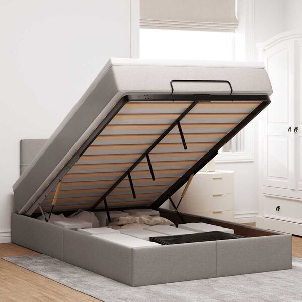 vidaXL Osmanų lovos rėmas su čiužiniu, taupe, 120x200cm, audinys