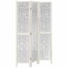 vidaXL Kambario pertvara, 3 segmentai, balta, paulovnijos masyvas