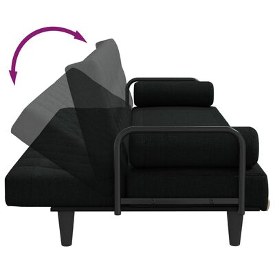 vidaXL Sofa-lova su porankiais, juodos spalvos, audinys