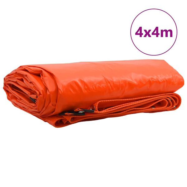 vidaXL Tentinis audinys 650g / m² Oranžinė 4 x 4 m Drobė su PVC danga