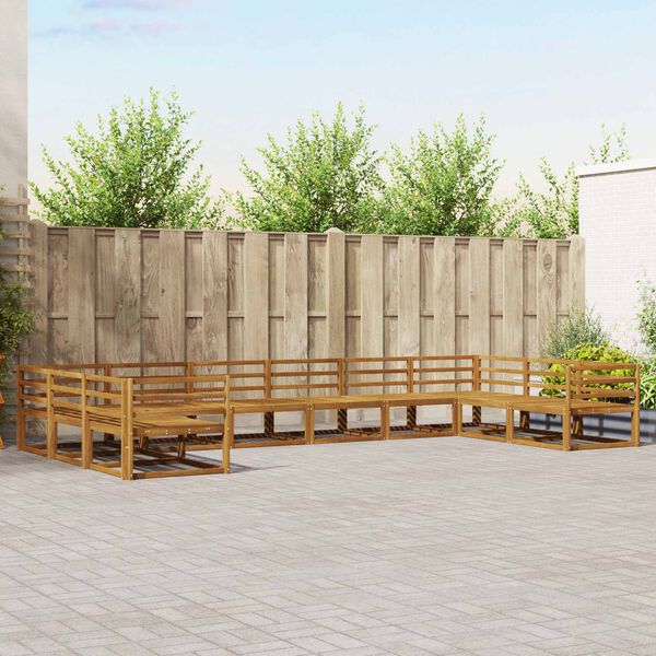 vidaXL Lauko sofos komplektas 10 pcs Natūrali Kietos akacijos mediena