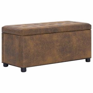 vidaXL Daiktadėžė-otomanė, ruda, 87,5cm, dirbtinė versta oda