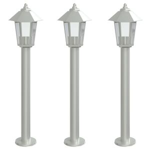 vidaXL Lauko &scaron;viestuvai, 3vnt., sidabriniai, 80cm, plienas