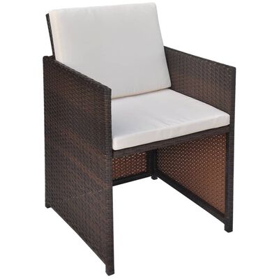 vidaXL Sodo kėdės su pagalvėlėmis, 2 vnt., poliratanas, rudos