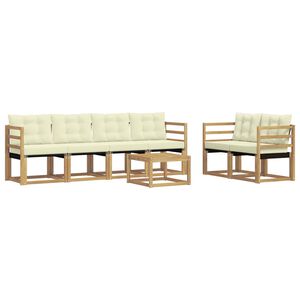 vidaXL Lauko sofos komplektas su pagalve 7 pcs Balta ir kreminė