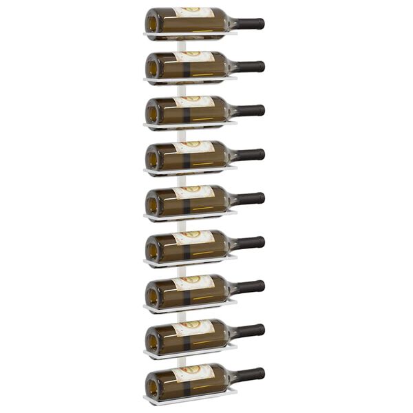 vidaXL Prie sienos montuojamas vyno laikiklis, baltas, geležis