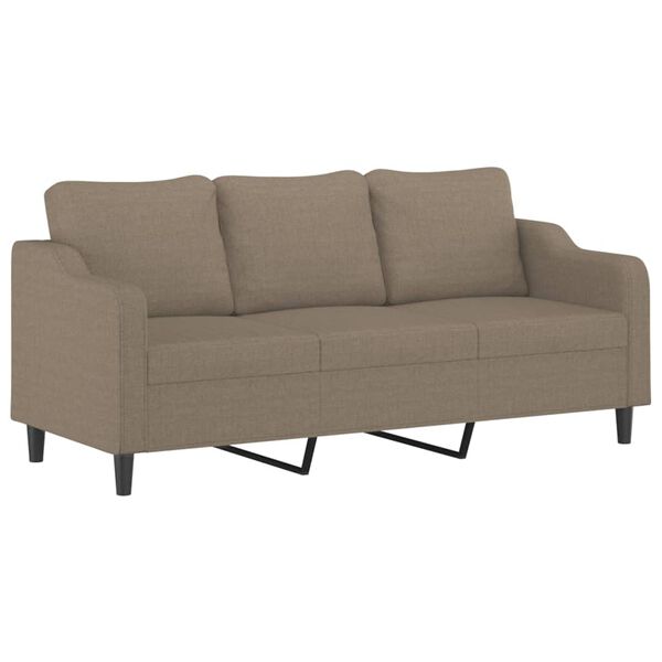 vidaXL Trivietė sofa su pagalvėmis, taupe, 180cm, audinys