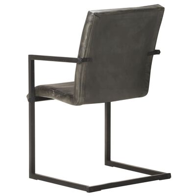 vidaXL Gembinės valgomojo kėdės, 2vnt., pilkos spalvos, tikra oda