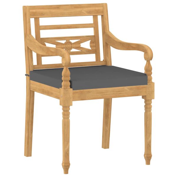 vidaXL Batavia kėdės su pagalvėlėmis, 6vnt., tikmedžio masyvas